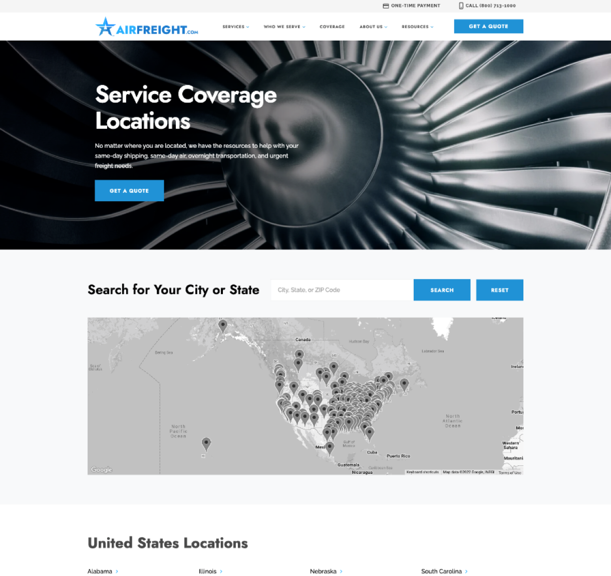 AirFreight API Service Coverage Map