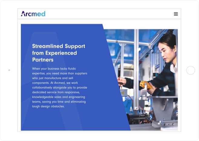 arcmed website design tablet view