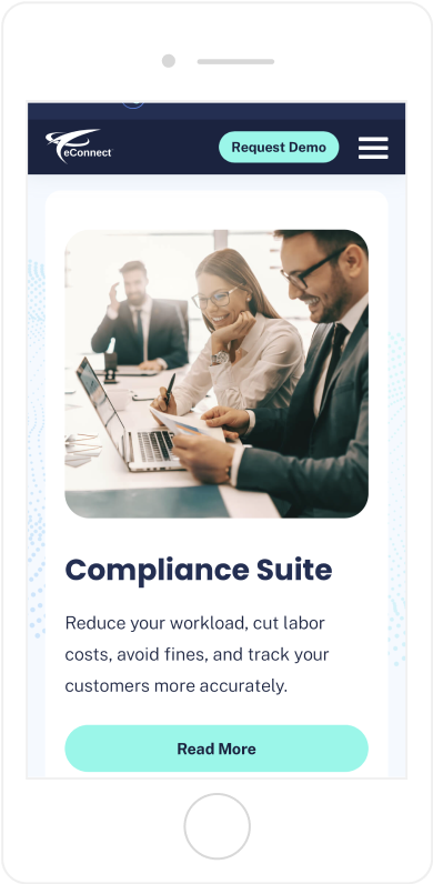 eConnect website design mobile view