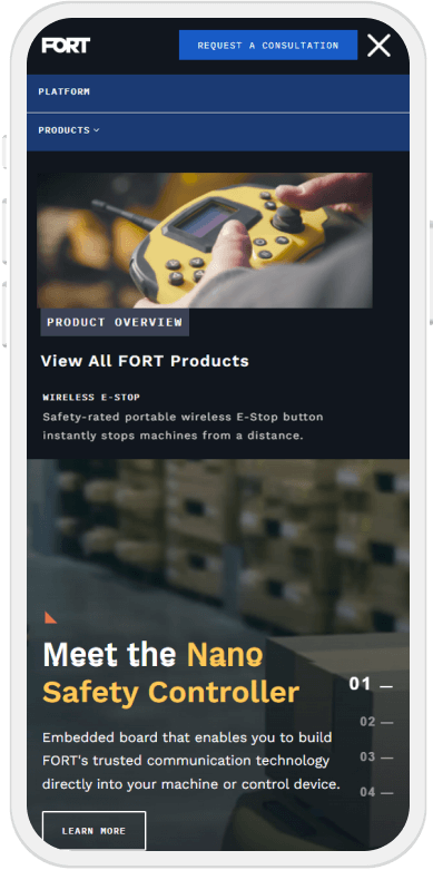 FORT website design mobile view