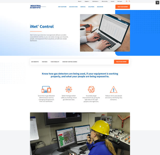 Industrial Scientific website design desktop view