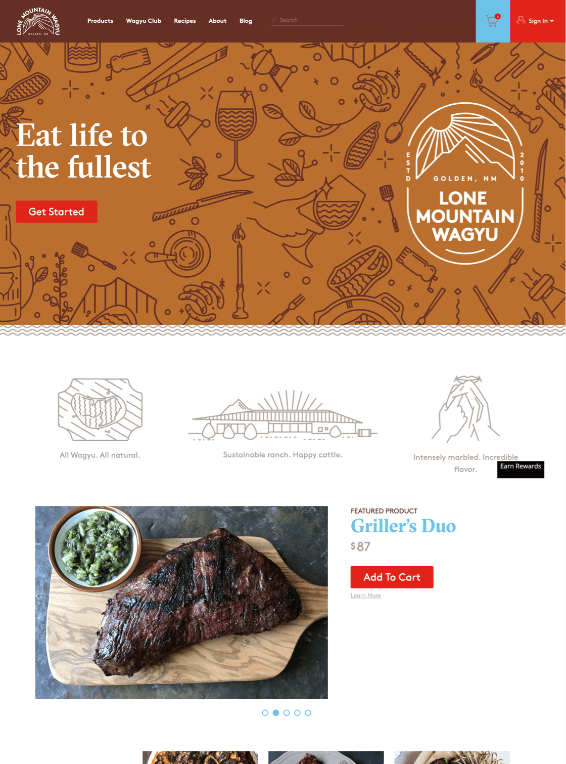 Lone Mountain Wagyu website on desktop