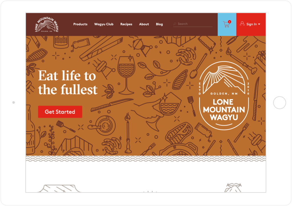 Lone Mountain Wagyu website on tablet