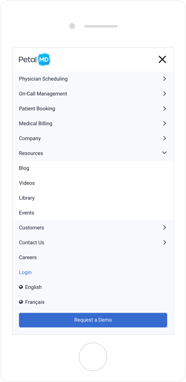 PetalMD intuitive site navigation on mobile 1