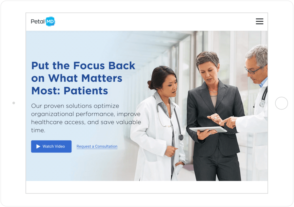 PetalMD website tablet view