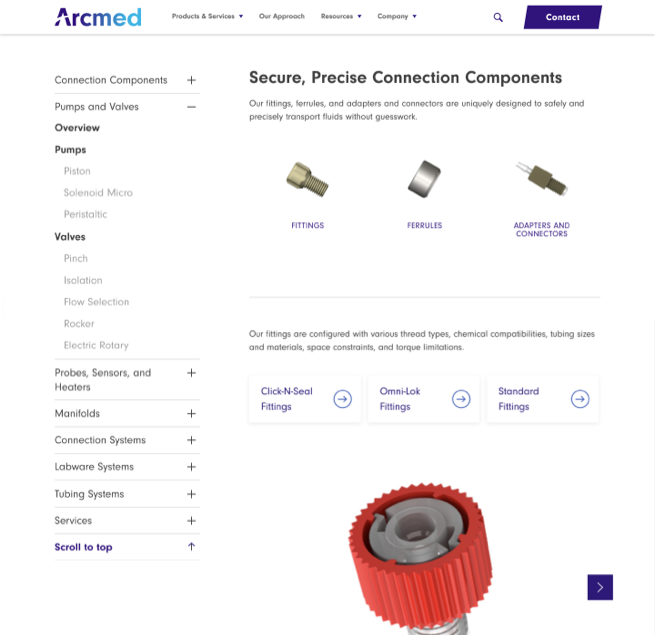 arcmed website design desktop view