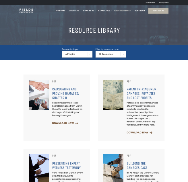 Fields PLLC law firm web design desktop page view