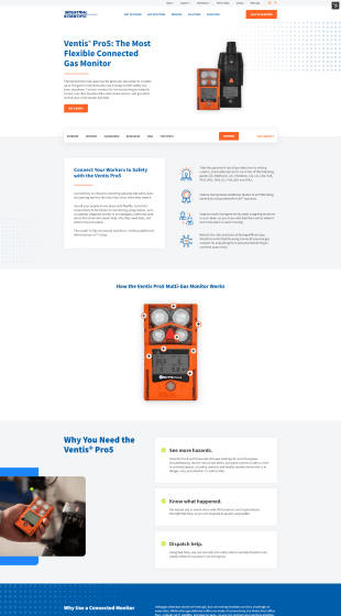Industrial Scientific website design desktop view