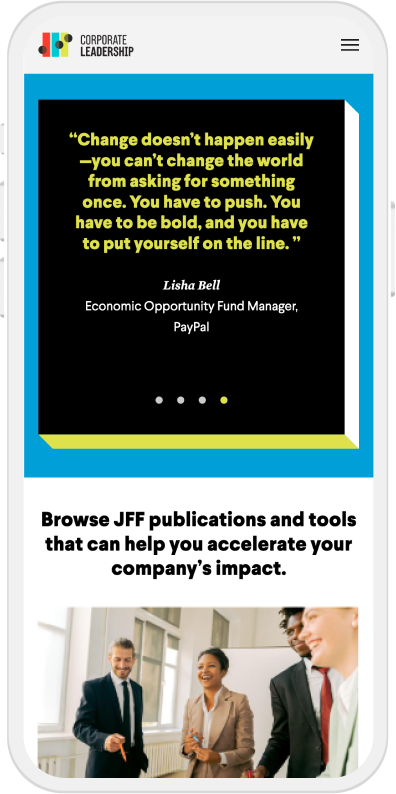 JFF web design mobile view