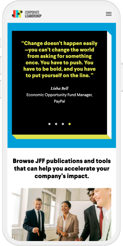 JFF web design mobile view