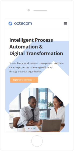 octacom website design mobile view