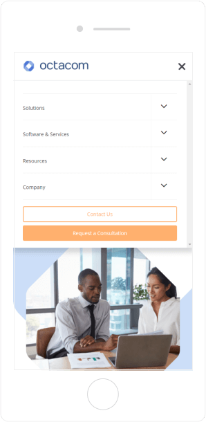 octacom website design mobile view