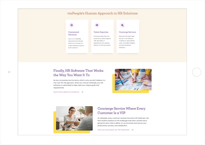 viaPeople website design tablet view