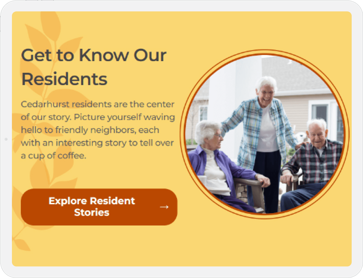 Cedarhurst website design tablet view