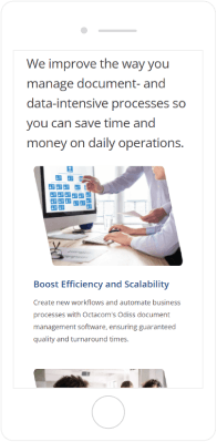 octacom website design mobile view