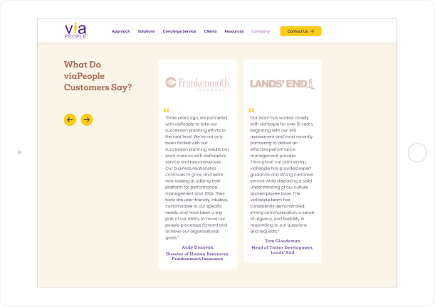 viaPeople website design tablet view