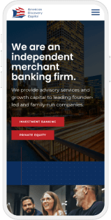 American Discovery Capital website design mobile view