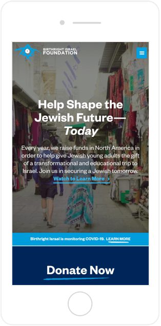 Birthright Israel Foundation Website Mobile View