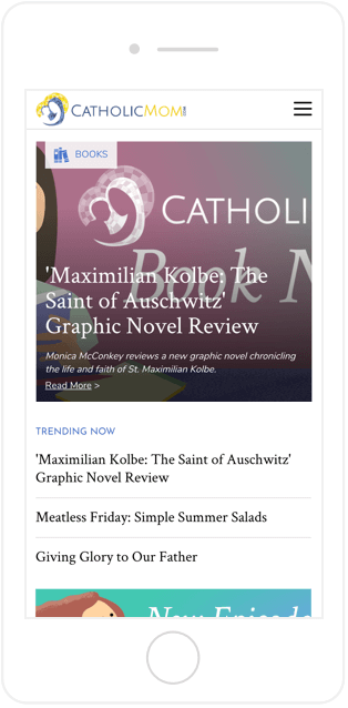 CatholicMom Website Mobile View