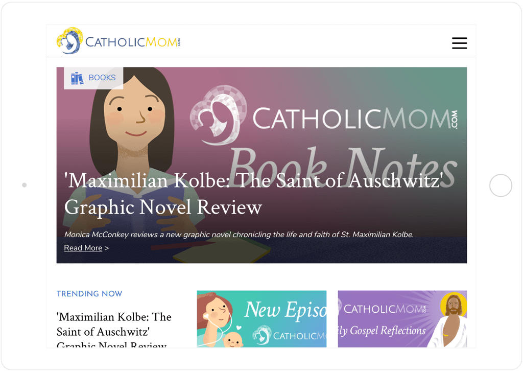 CatholicMom Website Tablet View