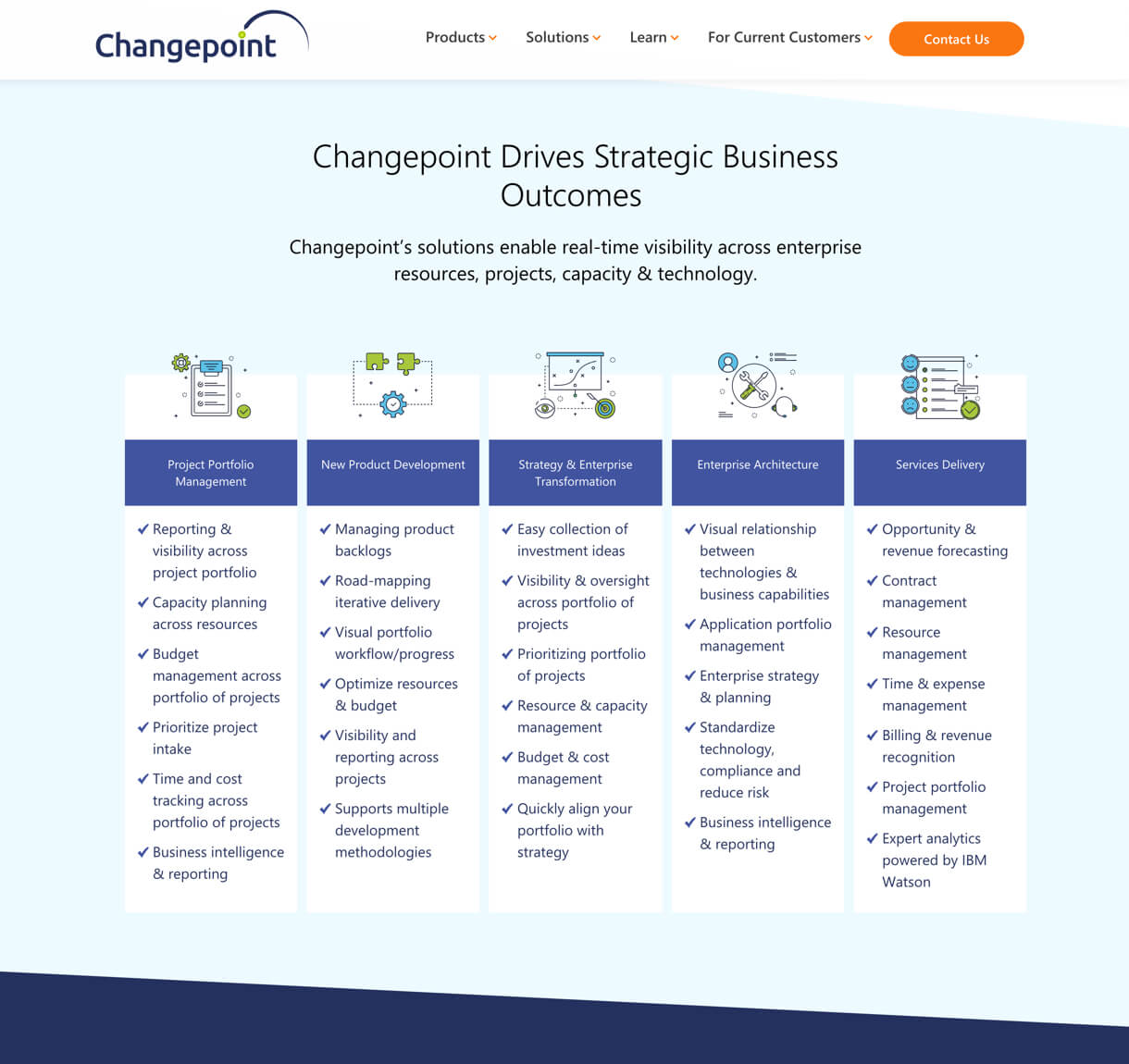 Changepoint homepage on desktop
