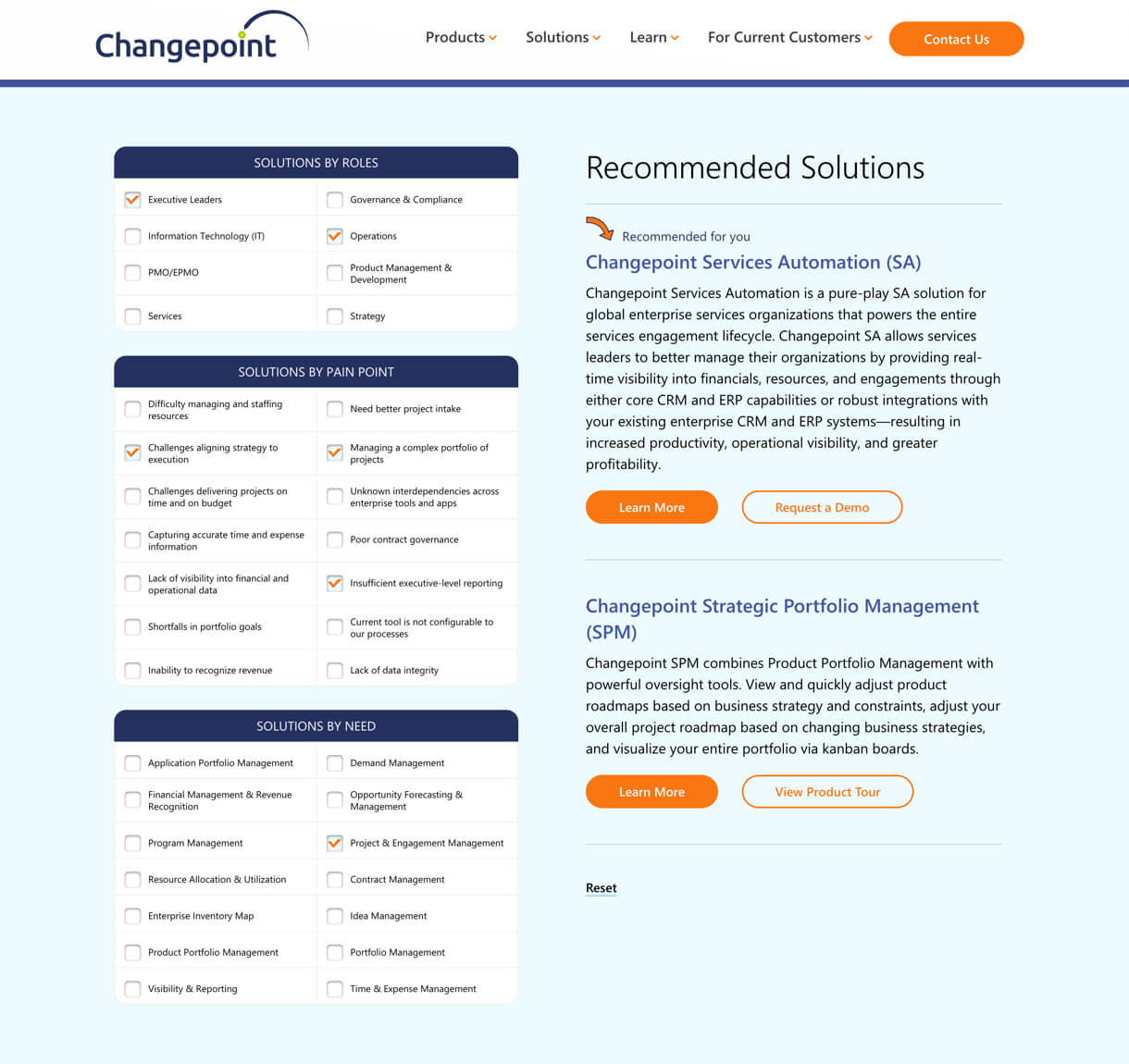 Changepoint search tool on desktop