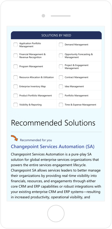 Changepoint search tool on mobile