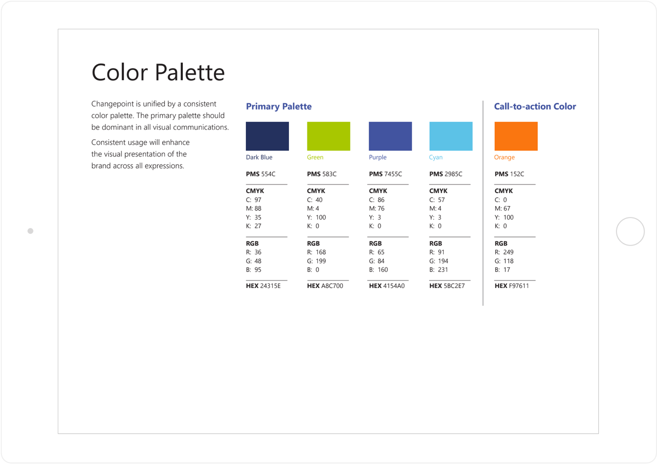 Changepoint color palette