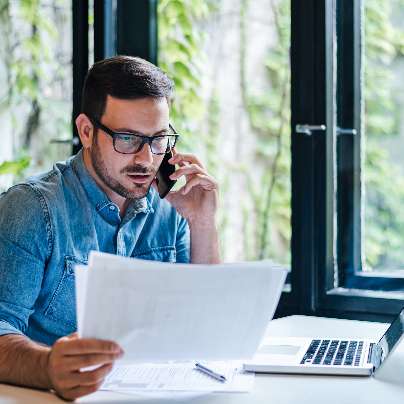 Man sitting at a desk