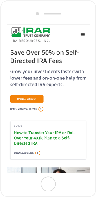IRA Resources Website Mobile View 