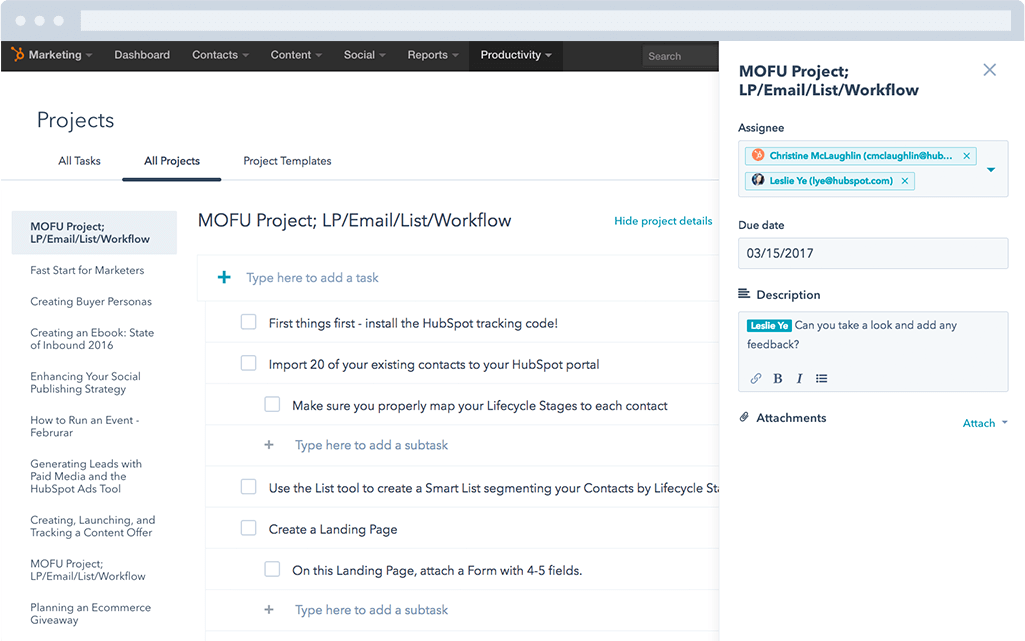 HubSpot for marketing project managment