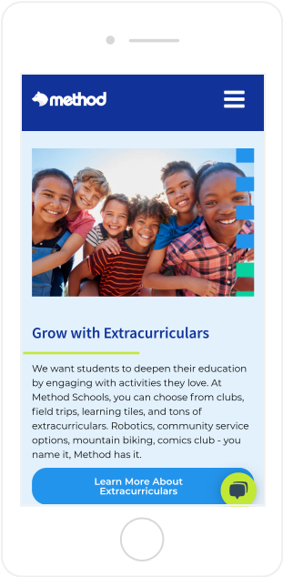 Method Schools Custom Homepage Mobile View