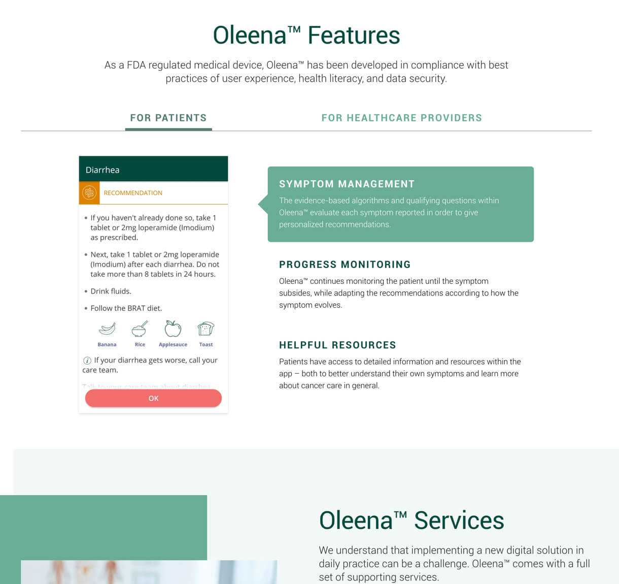 Oleena messaging on desktop