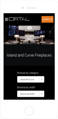 Ortal Heat website features and product gallery mobile view