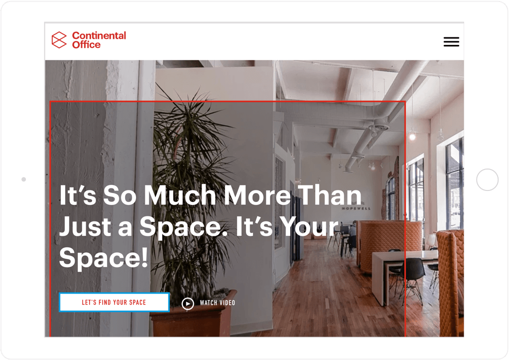 Continental Office website tablet view