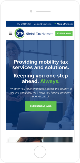 Global Tax Network website mobile view