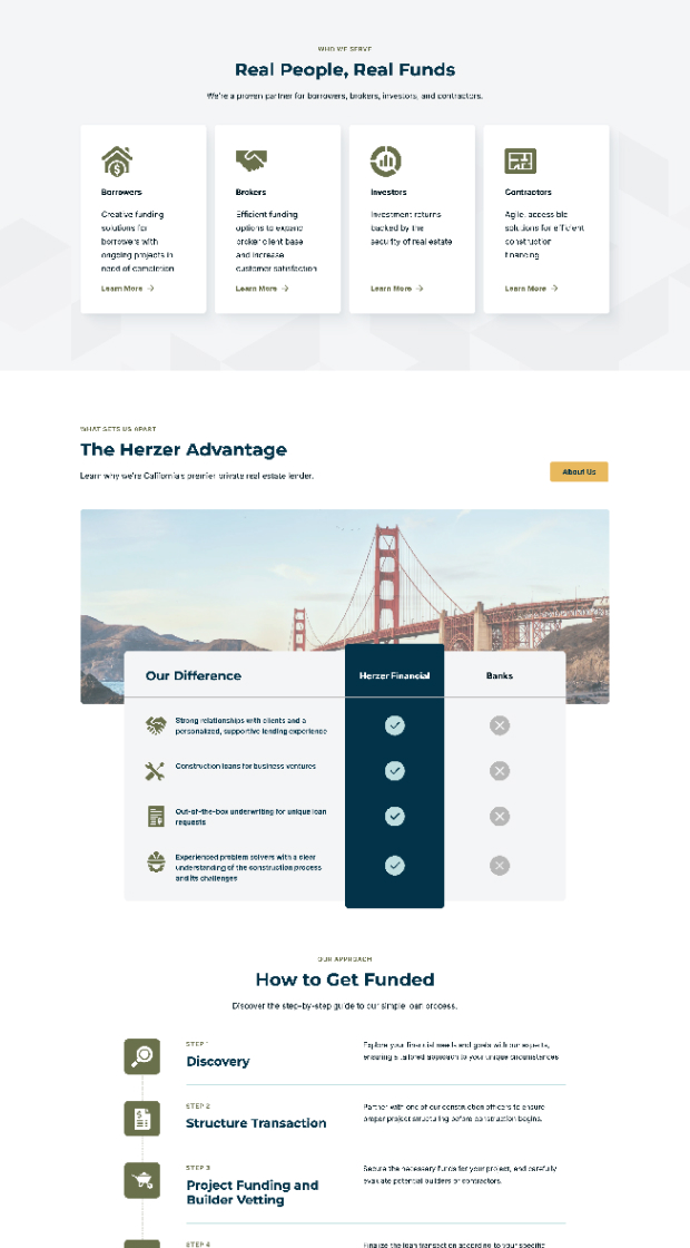 Herzer Financial's new site with sleek branding