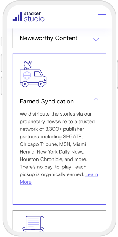 Elevated User Engagement Features on Stacker Studio's Mobile Site