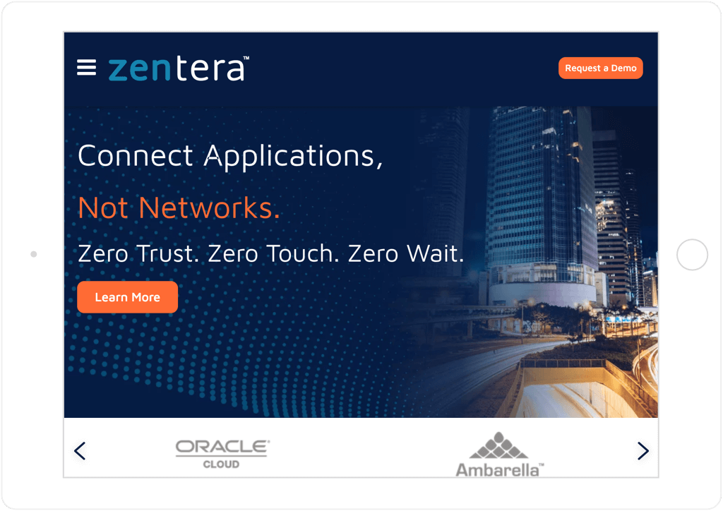 Zentera website on tablet