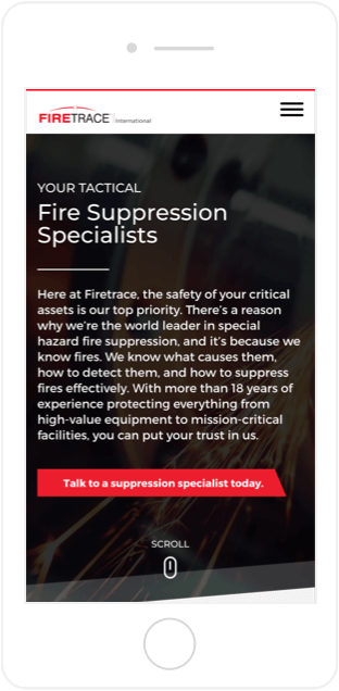 Firetrace website on mobile