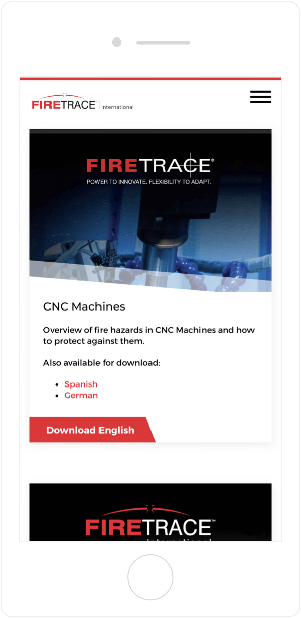 Firetrace technical information on mobile device