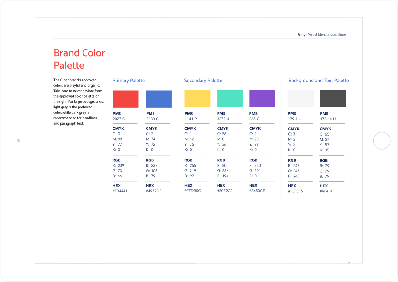 Gingr Color Palette