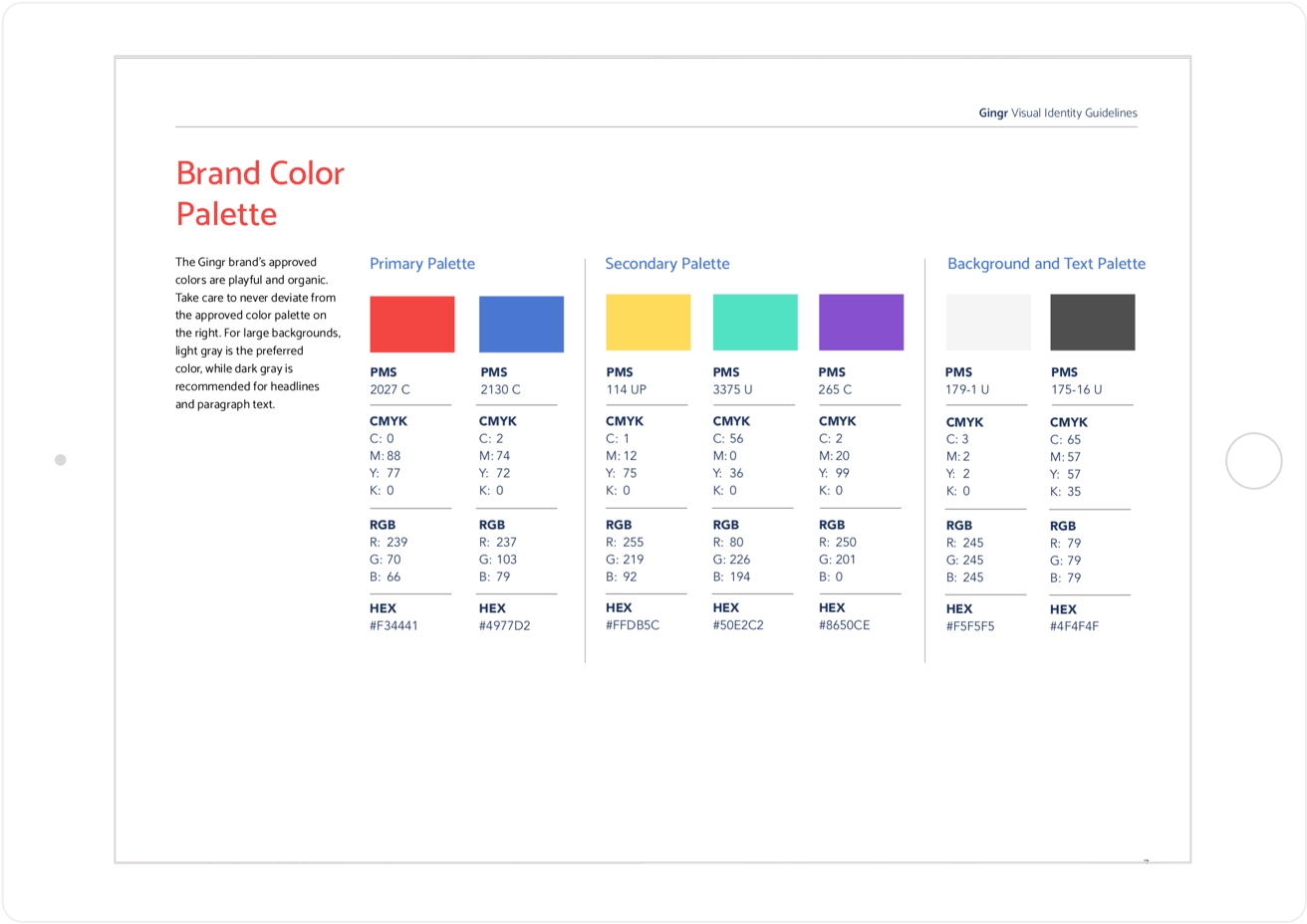 Gingr Color Palette 