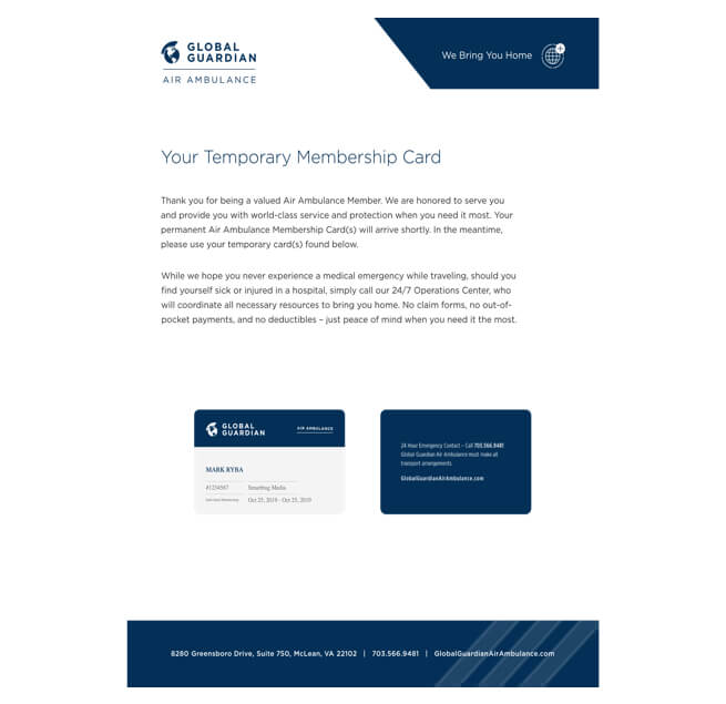 Global Guardian Custom Membership Card