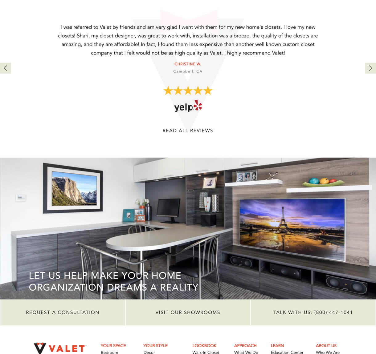 Valet Custom Clean Design Desktop View