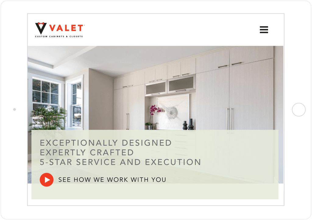 Valet Custom Website Tablet View