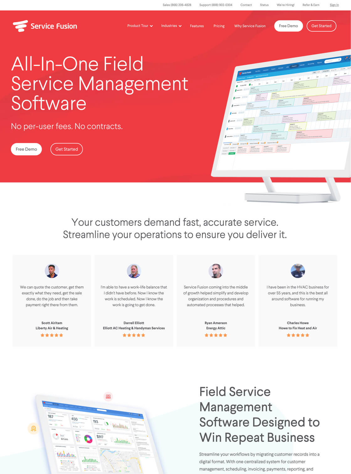 Service Fusion website on desktop