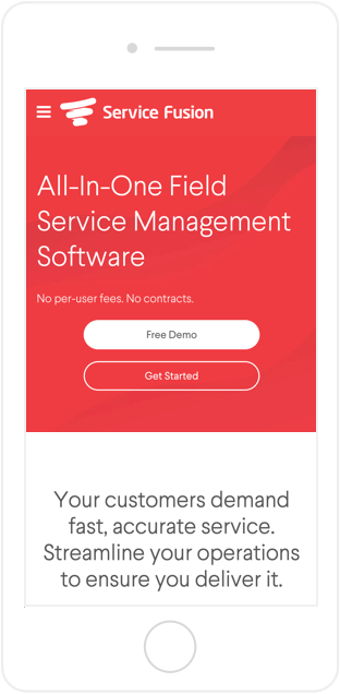 Service Fusion website on mobile