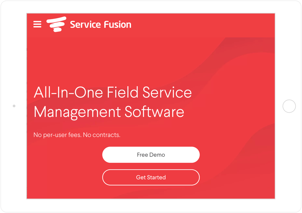 Service Fusion website on tablet