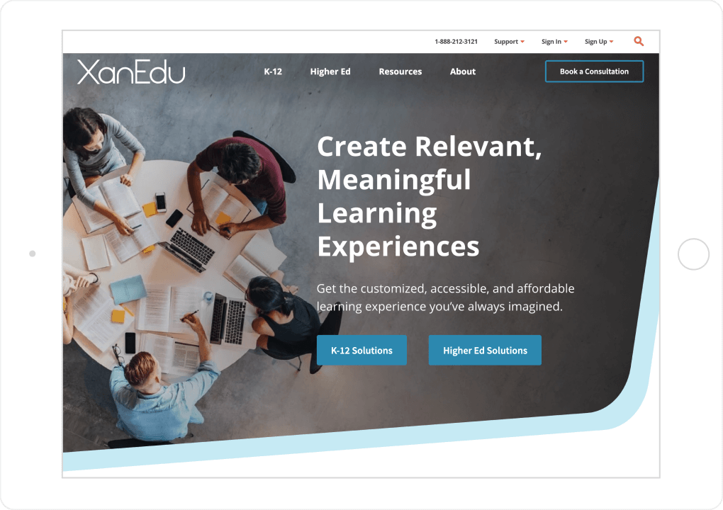 XanEdu Website Tablet View